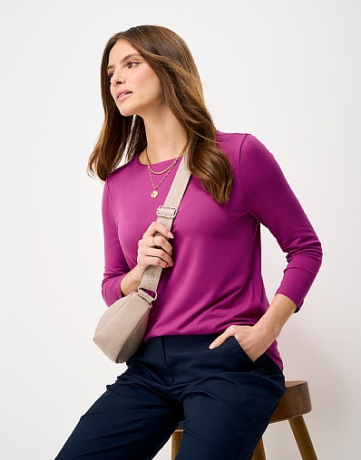 Jemima Boat Neck Top in Fuschia