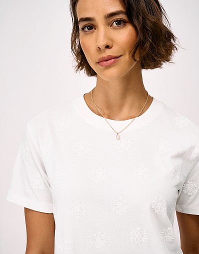 Cutwork Embroidered T-Shirt in White