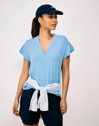 Grown-On Cap Sleeve Top in Light Blue
