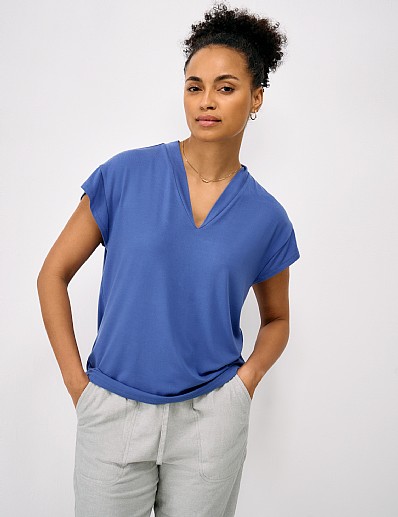 Grown-On Cap Sleeve Top in Blue