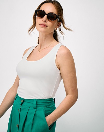 Scooped Modal Vest in White