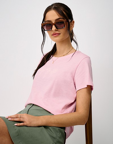 Cotton Graphic Tee in Pink