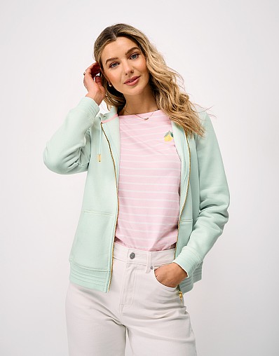 Heritage Zip Through Hoodie in Green