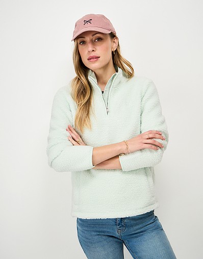 Borg Boucle Bonded Half Zip in Aqua