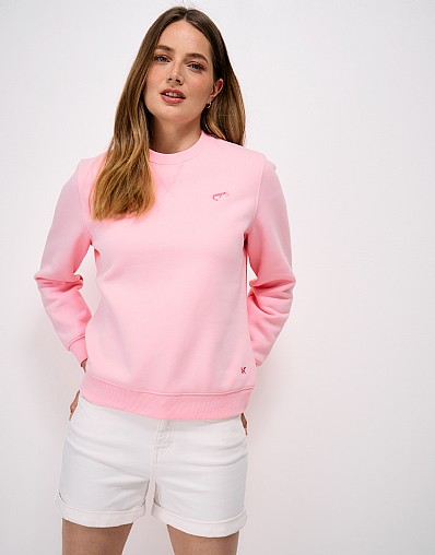 Prawn Embroidered Crew-Neck Sweatshirt in Pink