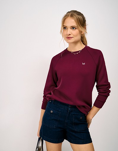 SuperLuxe Dolman Crew Sweat in Deep Red