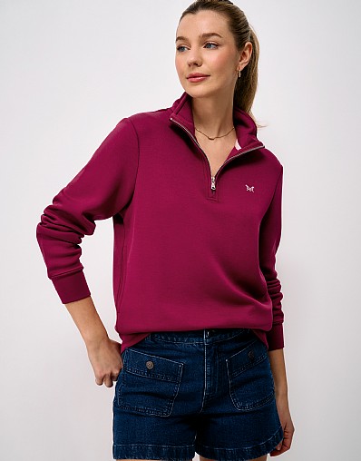 SuperLuxe Half-Zip Sweat in Deep Red