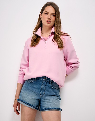 SuperLuxe Half-Zip Sweat in Light Pink