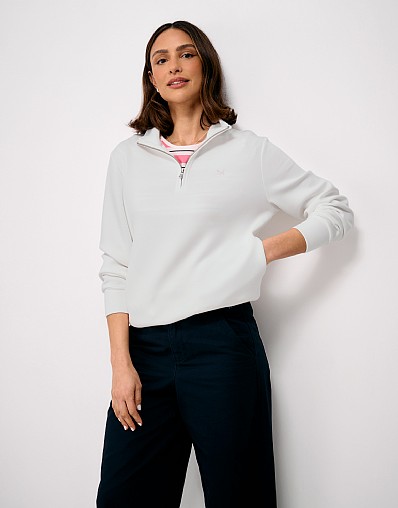 SuperLuxe Half-Zip Sweat in White