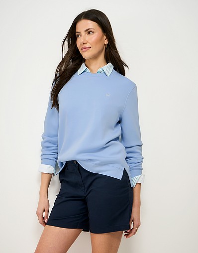 SuperLuxe Longline Crew Sweat in Blue