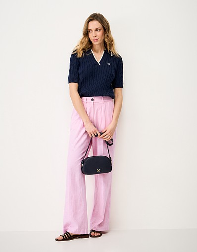 Linen Blend Wide Leg Trousers in Lavender