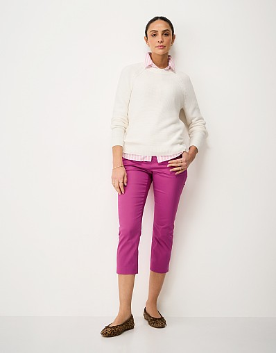 Smart Cropped Chinos in Fuchsia Pink
