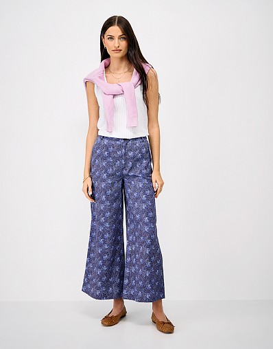 Highbury Trousers in Blue Poppy Spot Print