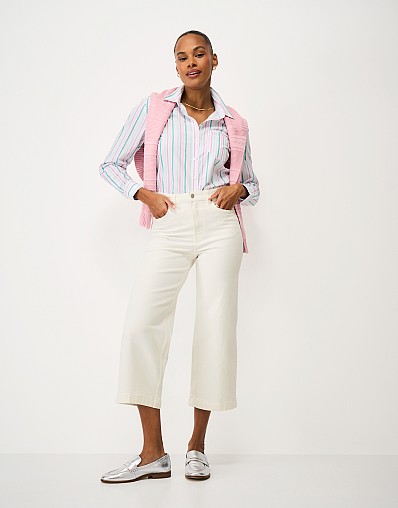 Cropped Wide-Leg Jeans in White