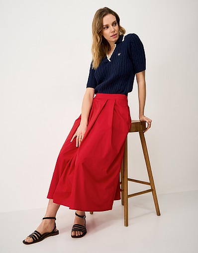 Gabby Cotton Skirt in Red