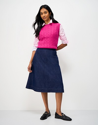 Layla Denim Midi Skirt in Blue
