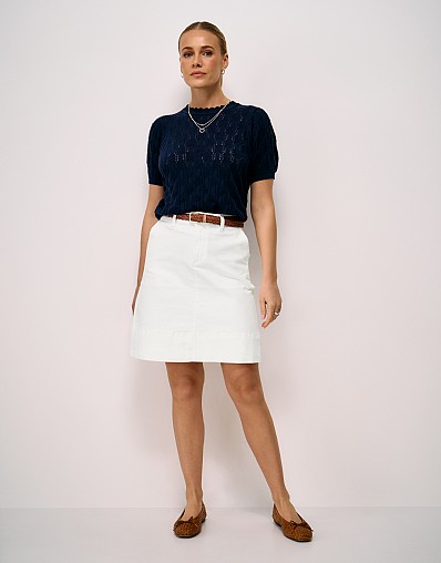 Analee Denim Skirt in White