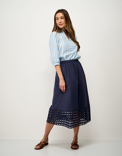 Lois Cut Out Detailed Midi Skirt in Navy