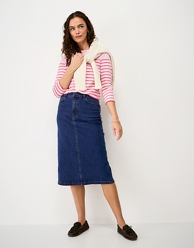 Mia Midi Skirt in Indigo Blue