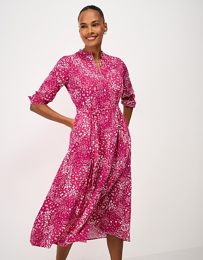 Savannah Cotton-Viscose Dress in Pink Ditsy Floral Print