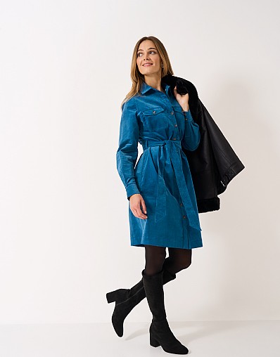 Elsie Cord Dress in Blue
