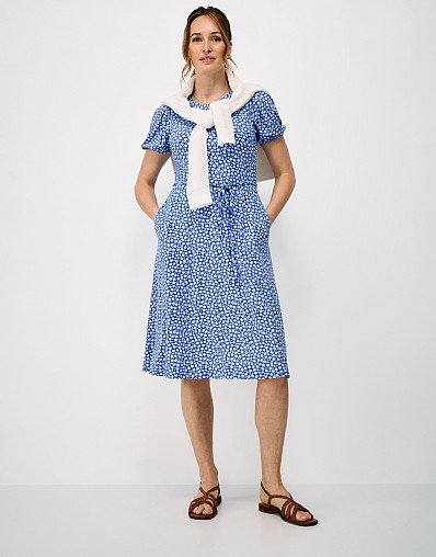 Mirabel Floral Jersey Dress in Blue