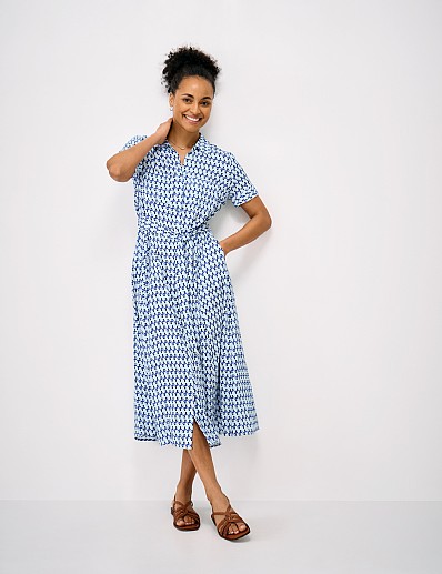 Short Sleeve Sienna Shirt Dress in Blue Wave