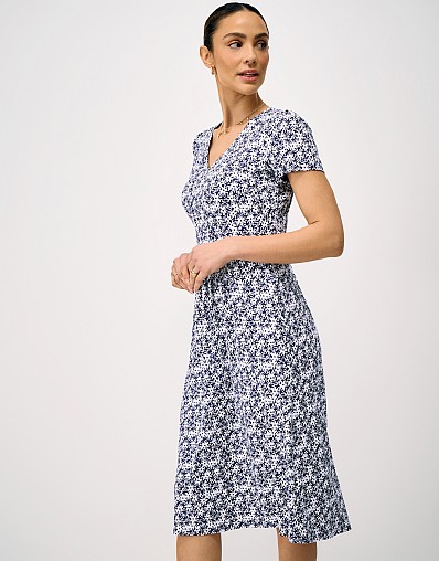 Myla Jersey Midi Dress in Navy Daisy