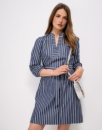 Freya Dress in Blue and White