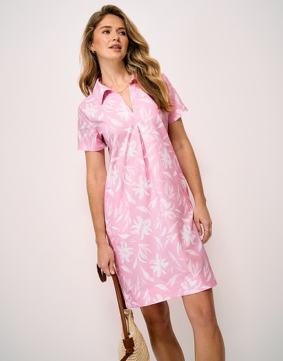 Amelia Linen-Blend Shift Dress in Pink Floral