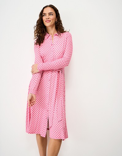 Emma Jersey Shell Printed Short Sleeve Dress in Pink