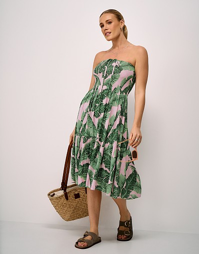 Una 2-in-1 Dress in Green and Pink Palm