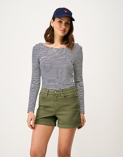 Denim Shorts in Khaki