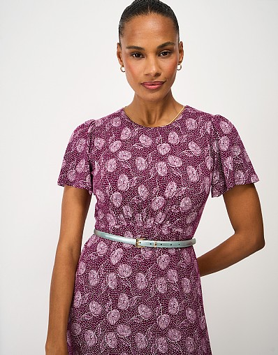 Square Buckle Dress Belt in Silver