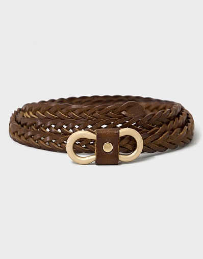 Woven Dress Belt in Tan Brown