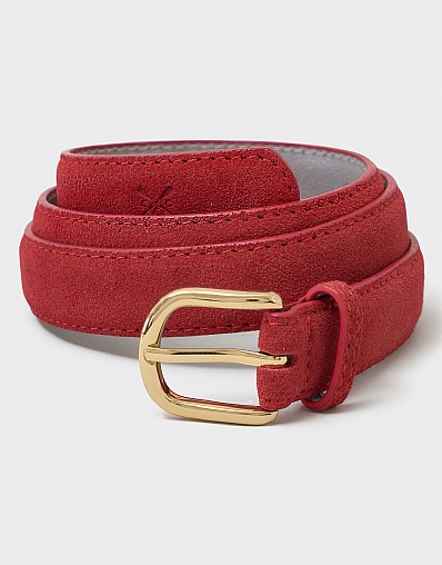 Classic Leather Jeans Belt in Red