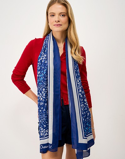 Modal Ditsy Floral Scarf in Blue