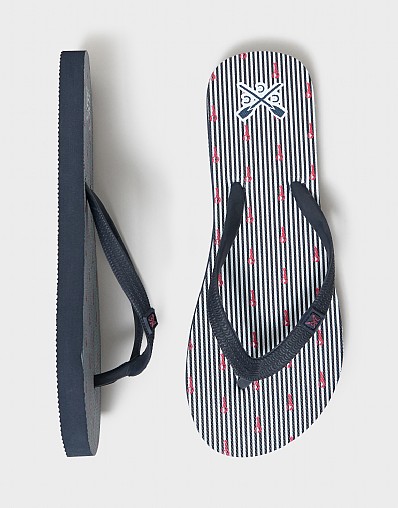 Flip Flops in Navy Striped Lobster Print