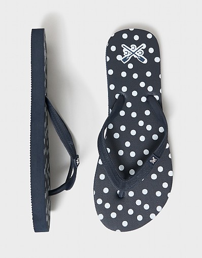 Flip Flops in Navy Polka Dot Print