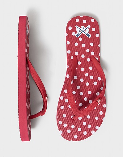 Flip Flops in Red Polka Dot Print