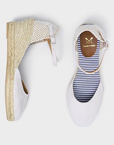 Faith Suede Leather Espadrilles in Ivory