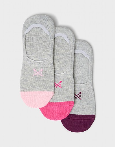 3 Pack Bamboo Secret Socks in Grey & Pink