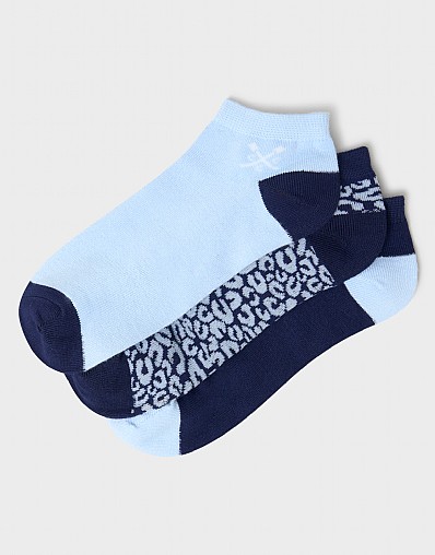 3 Pack Bamboo Trainer Sock in Blue