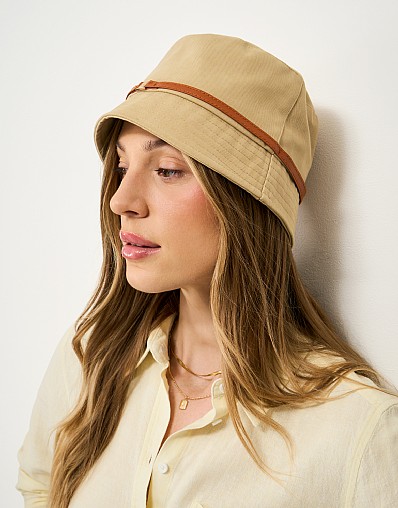 Neat Cotton Bucket Hat in Tan