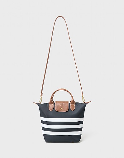 Mini Classic Tote Bag in Navy White Stripe