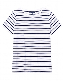 Women's Essential Breton in Navy/White Linen Stripe from Crew Clothing